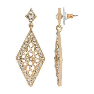 2028 Jewelry Crystal Diamond Shape Filigree Drop Earrings 1928 Jewelry