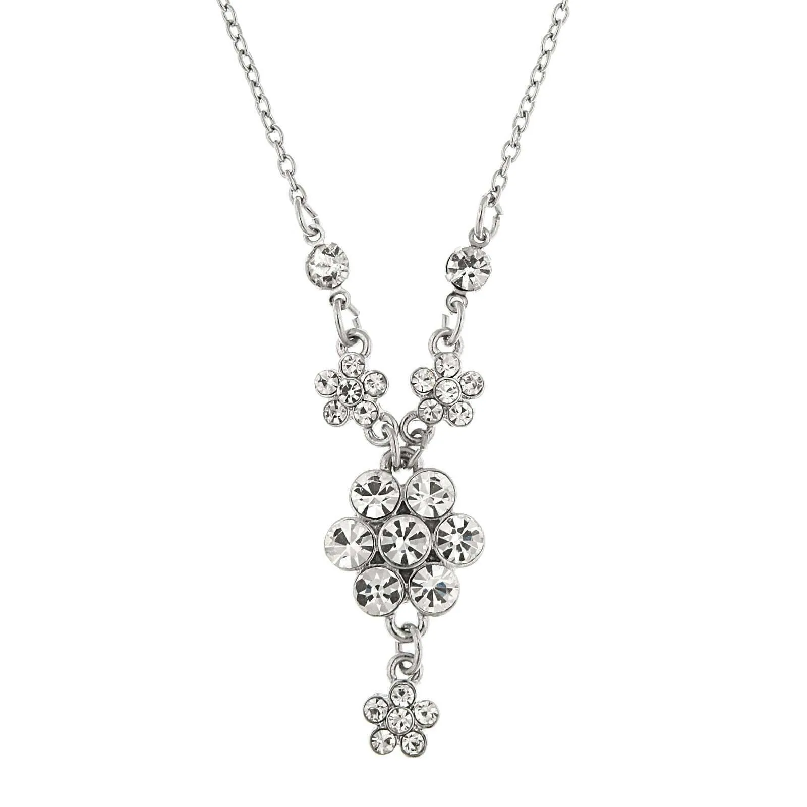 2028 Jewelry Crystal Flower Cluster Pendant Necklace 16"   3" Extender 1928 Jewelry