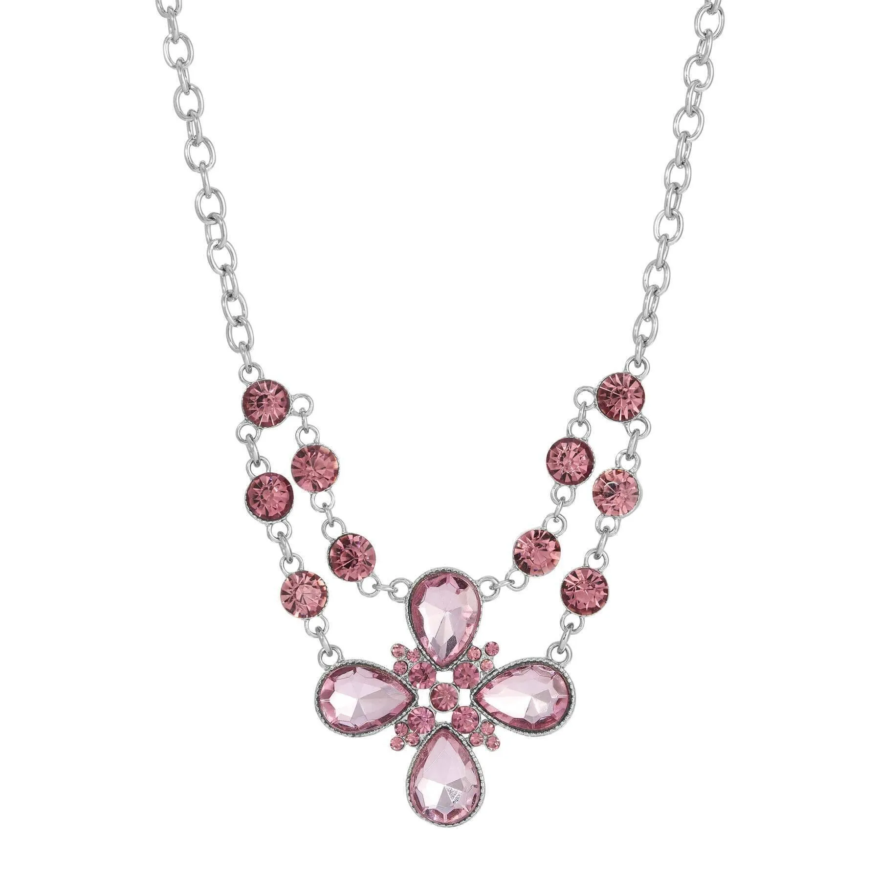 2028 Jewelry Crystal Flower Necklace 16"   3" Extender 1928 Jewelry