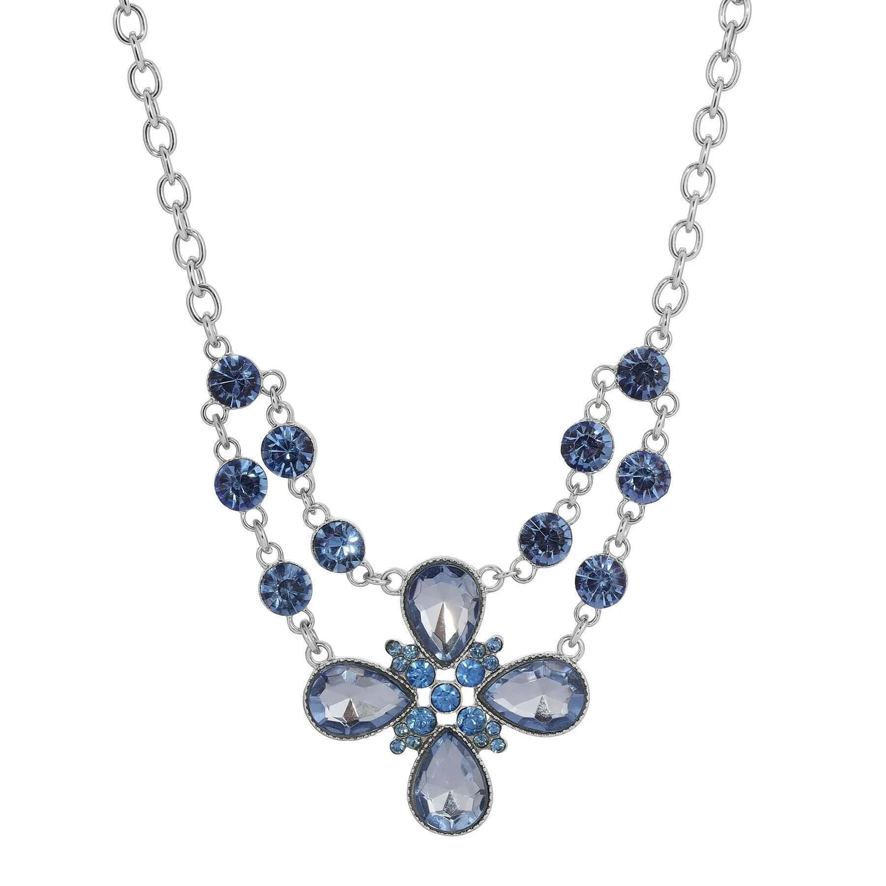 2028 Jewelry Crystal Flower Necklace 16"   3" Extender 1928 Jewelry