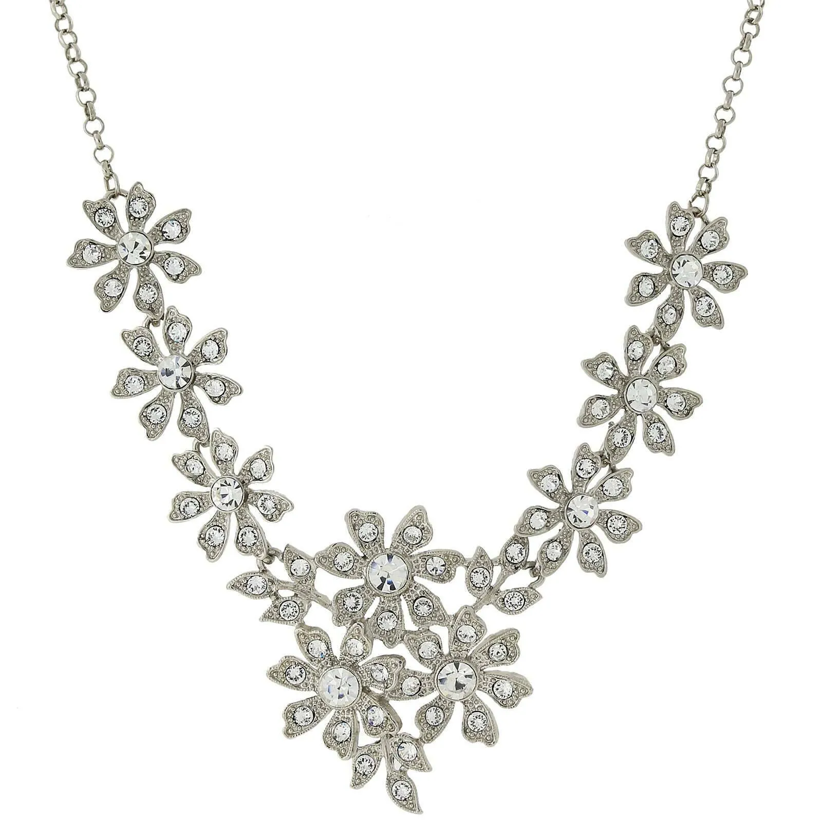 2028 Jewelry Crystal Flower Statement Necklace 16"   3" Extender 1928 Jewelry