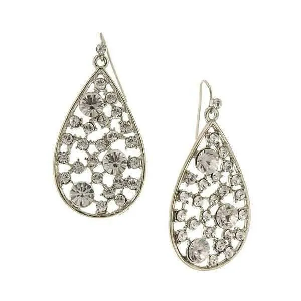 2028 Jewelry Crystal Open Work Multi-Stone Teardrop Earrings 1928 Jewelry