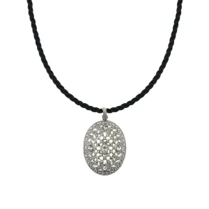 2028 Jewelry Crystal Oval Pendant Cord Necklace 18" 1928 Jewelry