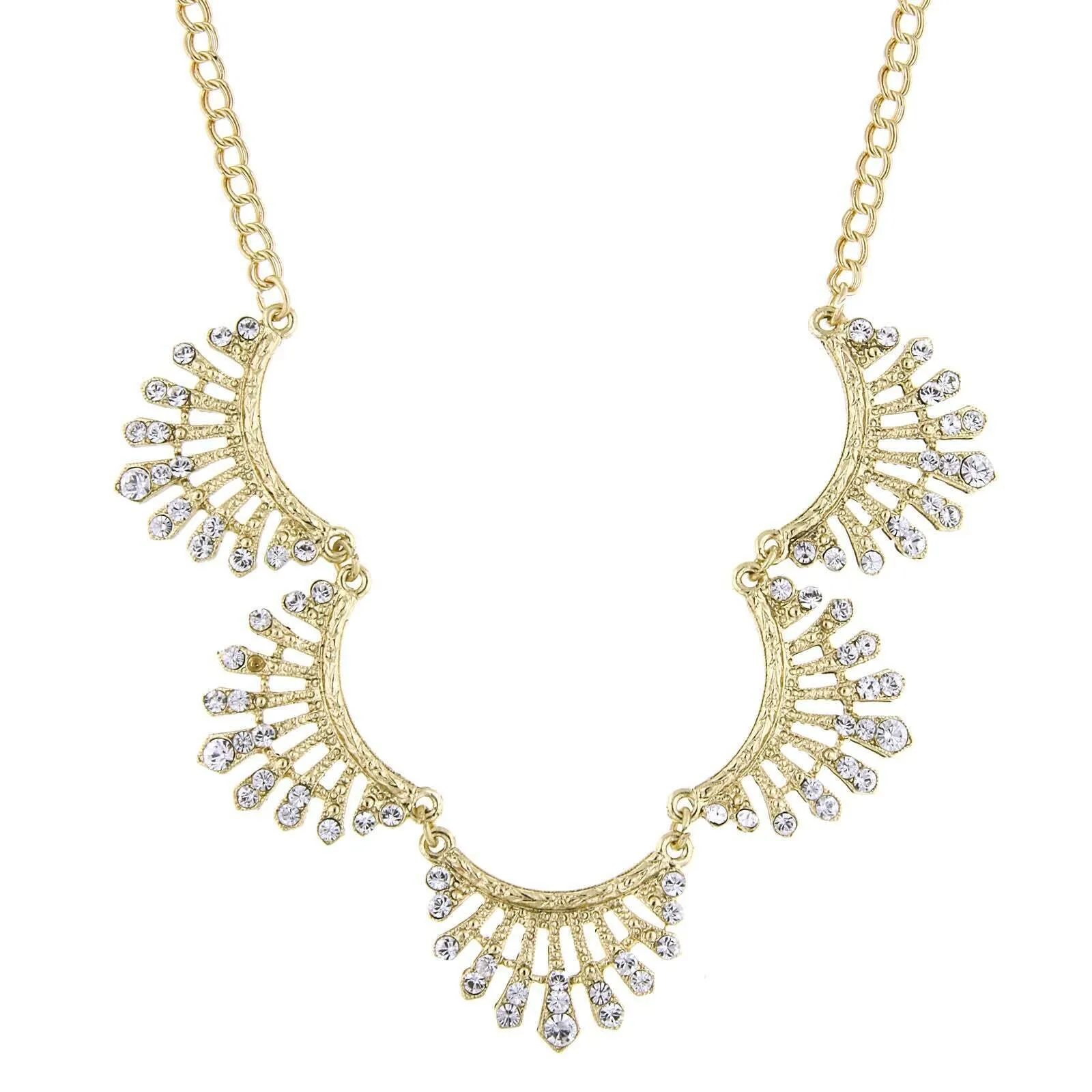 2028 Jewelry Crystal Scallop Collar Necklace 16"   3" Extender 1928 Jewelry