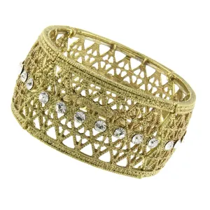 2028 Jewelry Crystal Wide Filigree Stretch Bracelet 1928 Jewelry