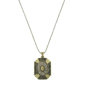 2028 Jewelry Daisy Hematite Crystal Octagon Floral Pendant Ball Chain Necklace 32" 1928 Jewelry