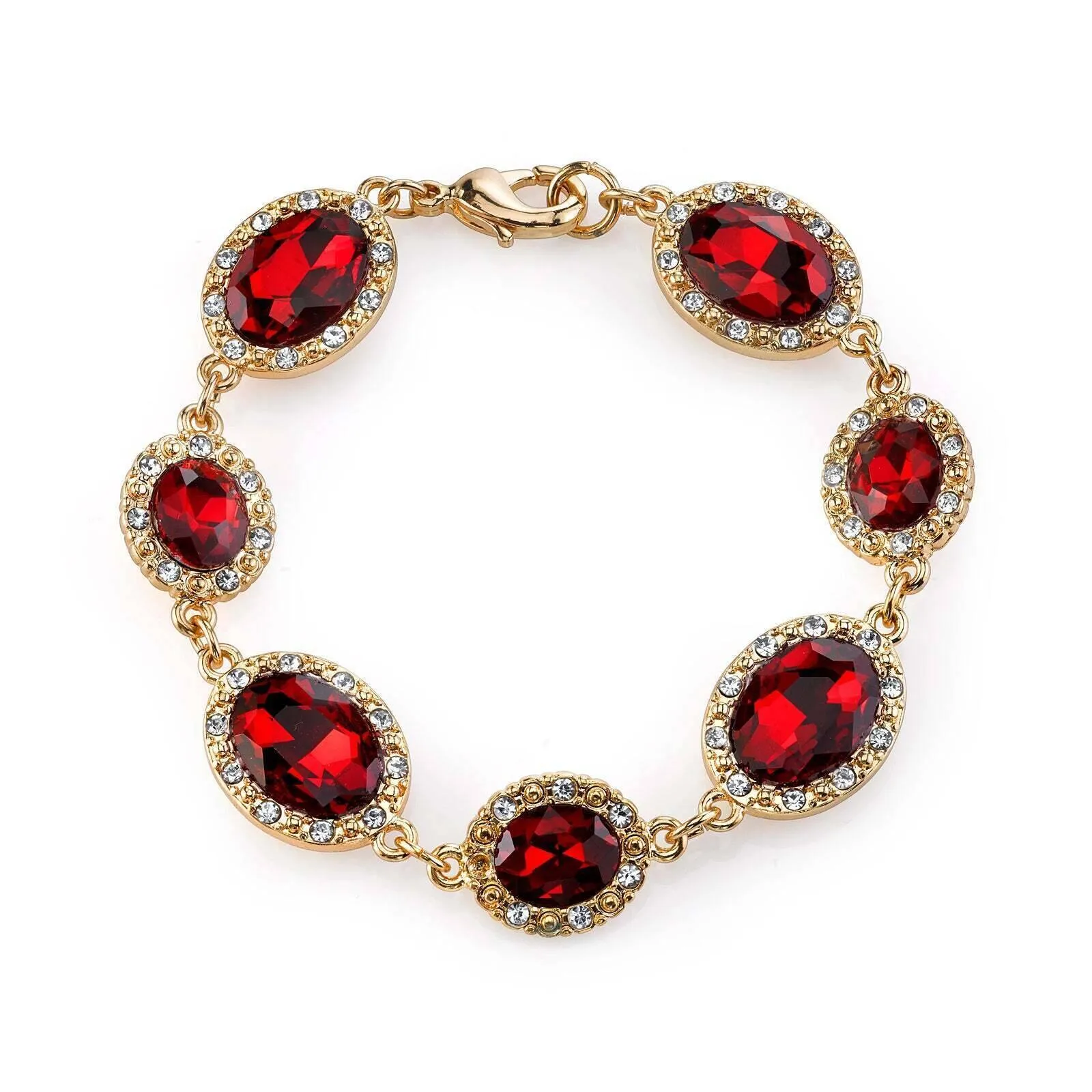 2028 Jewelry Empire Lux Oval Glass Stone & Clear Crystal Link Bracelet 1928 Jewelry