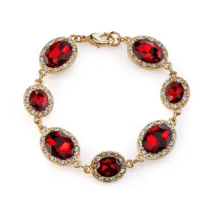 2028 Jewelry Empire Lux Oval Glass Stone & Clear Crystal Link Bracelet 1928 Jewelry