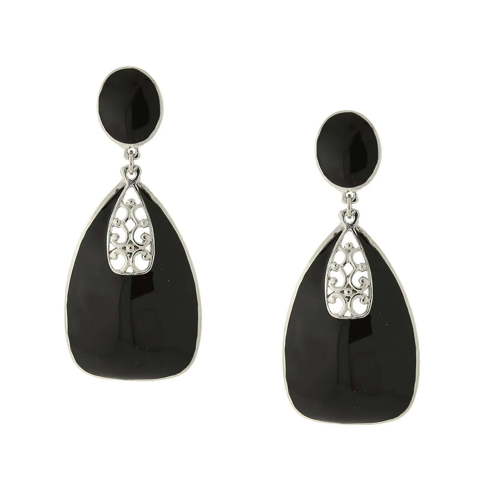 2028 Jewelry Filigree Enamel Statement Drop Earrings 1928 Jewelry