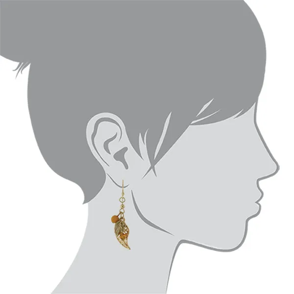 2028 Jewelry Filigree Leaf And Beads Dangle Earrings 1928 Jewelry
