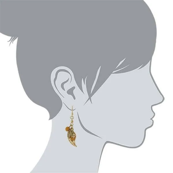 2028 Jewelry Filigree Leaf And Beads Dangle Earrings 1928 Jewelry