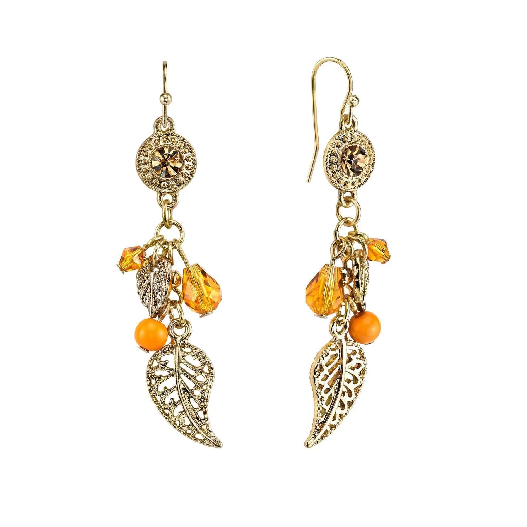2028 Jewelry Filigree Leaf And Beads Dangle Earrings 1928 Jewelry