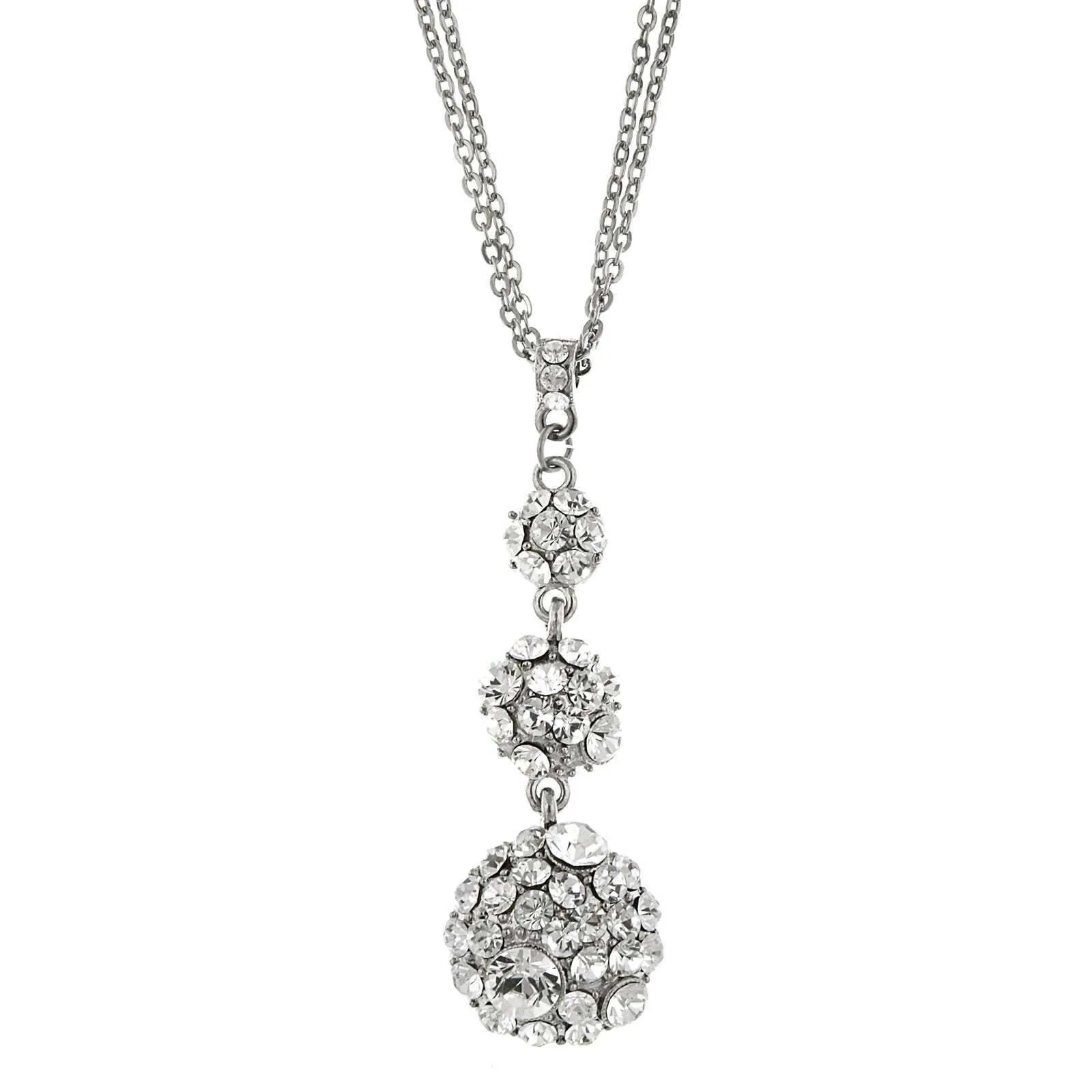 2028 Jewelry Fireball Crystal Drop Pendant Necklace 16"   3" Extender 1928 Jewelry