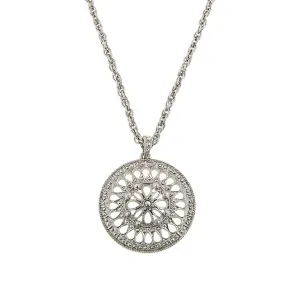 2028 Jewelry Floral Motif Faux Marcasite Stone Pendant Necklace 34" 1928 Jewelry