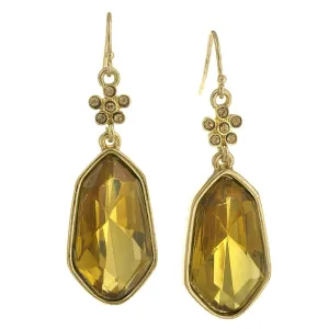 2028 Jewelry Flower Crystal And Large Faceted Drop Earrings 1928 Jewelry