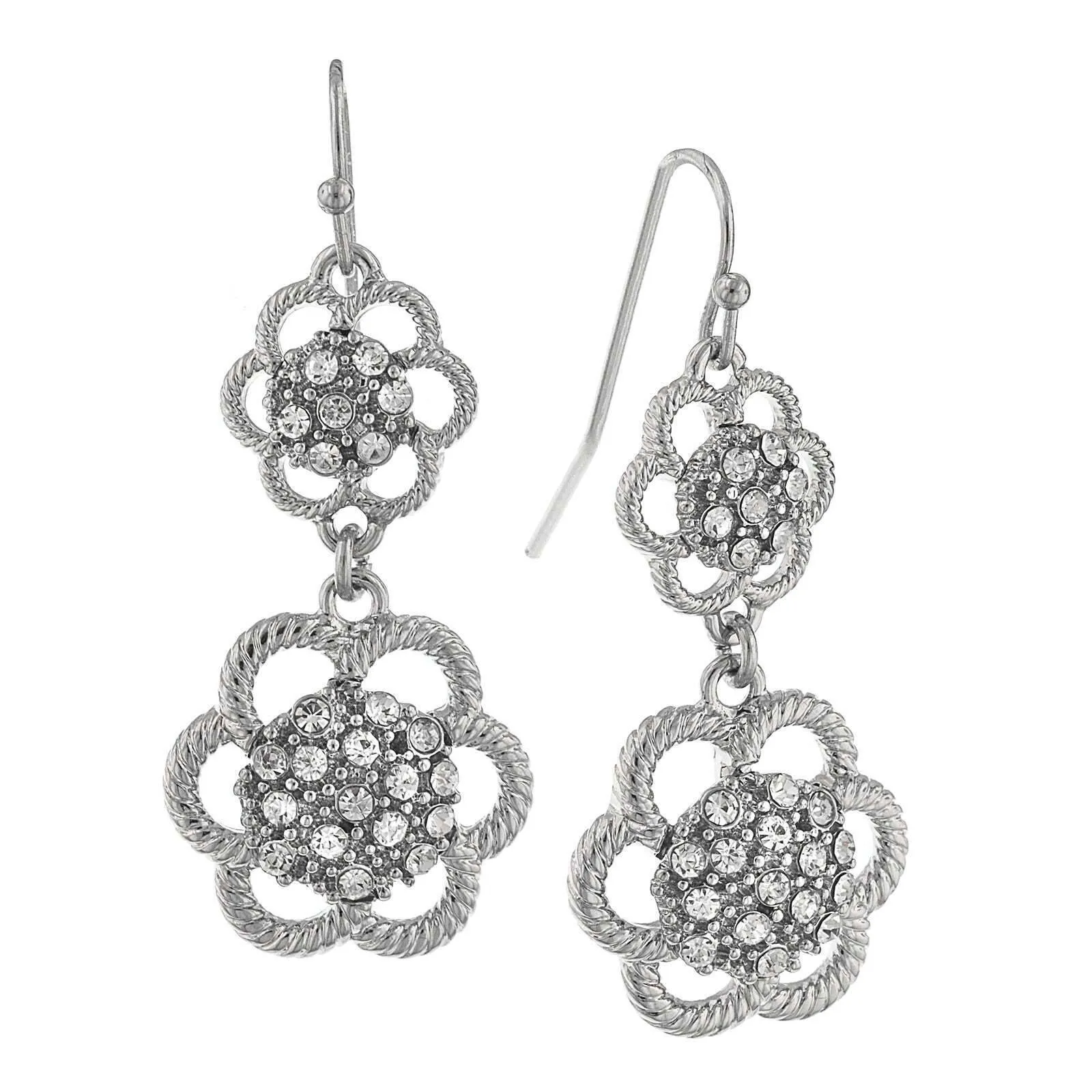 2028 Jewelry Flower Inspired Crystal Cluster Drop Earrings 1928 Jewelry