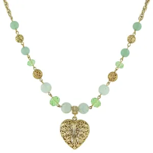 2028 Jewelry Gemstone Filigree Heart Pendant Necklace 16"   3" Extender 1928 Jewelry