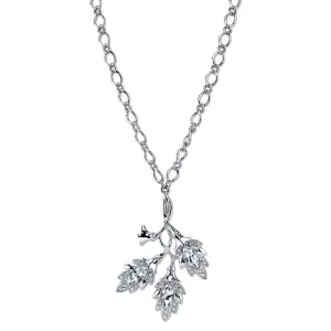 2028 Jewelry Genuine Austrian Crystal Navette Leaf Pendant Necklace 16"   3" Extender 1928 Jewelry