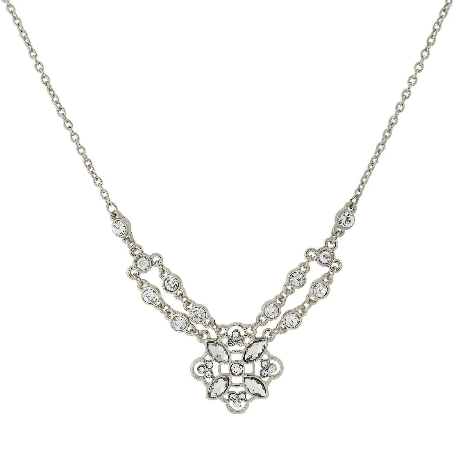 2028 Jewelry Glam Multi Crystal Necklace 16"   3" Extender 1928 Jewelry
