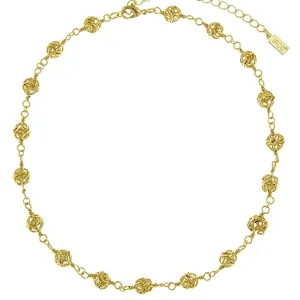2028 Jewelry Gold Caged Filigree Beaded Necklace 15"   3" Extension 1928 Jewelry