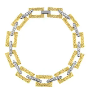 2028 Jewelry Gold Hammered Link Crystal Collar Necklace 17" 1928 Jewelry