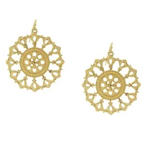 2028 Jewelry Gold Round Filigree Drop Earrings 1928 Jewelry
