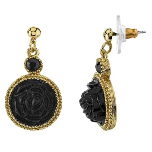 2028 Jewelry Gold-Tone Black Drop Earrings 1928 Jewelry