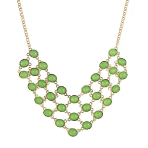 2028 Jewelry Green Cabachon Bib Necklace 16"   3" Extender 1928 Jewelry