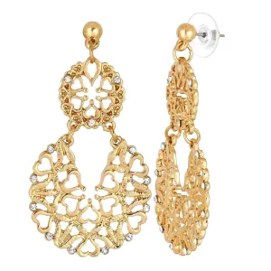 2028 Jewelry Heart Filigree Crystal Post Drop Earrings 1928 Jewelry