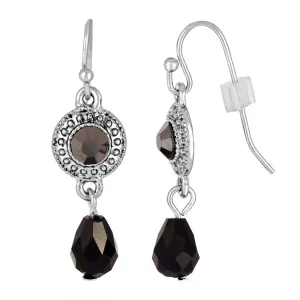 2028 Jewelry Hematite Crystal Black Faceted Teardrop Earrings 1928 Jewelry