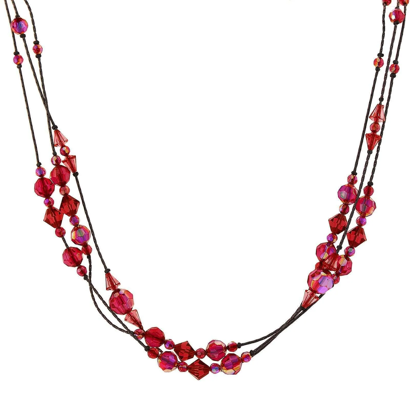 2028 Jewelry Illuminations AB Crystal Beaded Strand Necklace 16"   3" Extender 1928 Jewelry