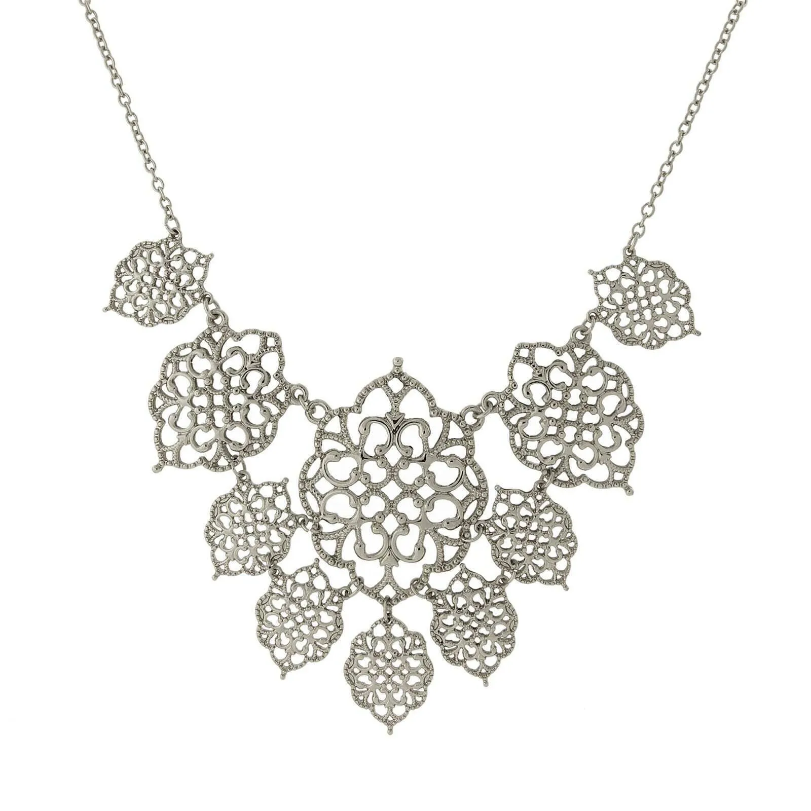 2028 Jewelry Intricate Filigree Bib Necklace 16"   3" Extender 1928 Jewelry