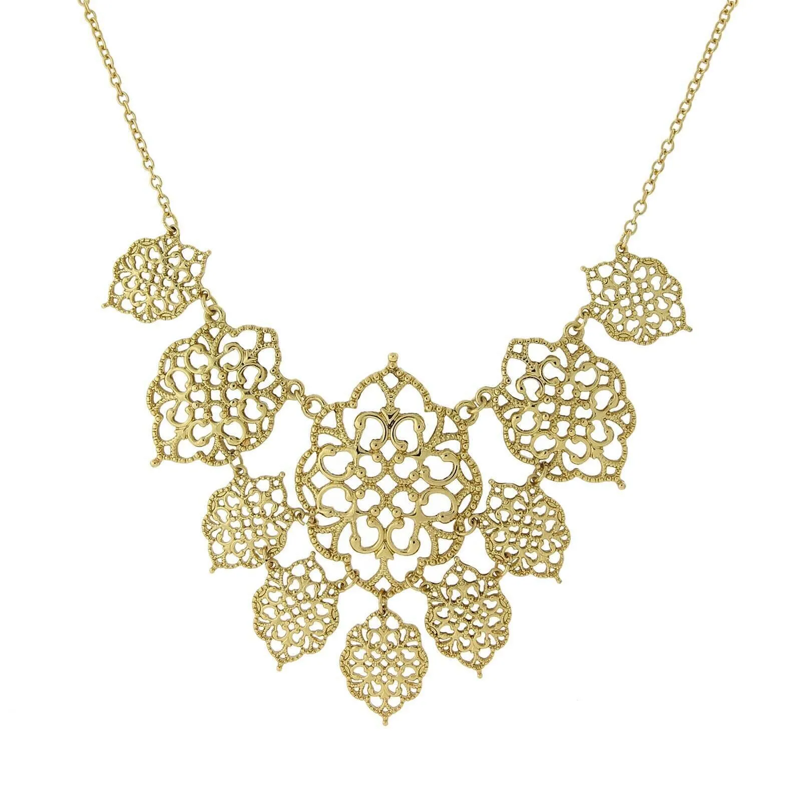 2028 Jewelry Intricate Filigree Bib Necklace 16"   3" Extender 1928 Jewelry