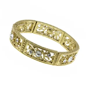 2028 Jewelry Intricate Filigree Crystal Accent Stretch Bracelet 1928 Jewelry