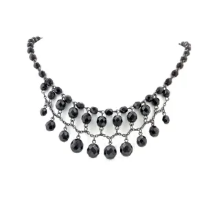 2028 Jewelry Jet Black Beaded Draped Necklace 16"   3" Extender 1928 Jewelry
