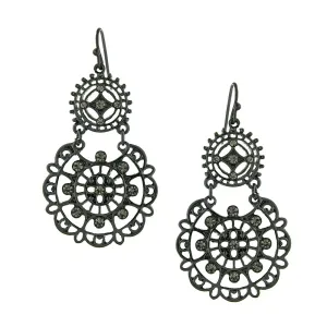 2028 Jewelry Jet Black Diamond Large Filigree Earrings 1928 Jewelry