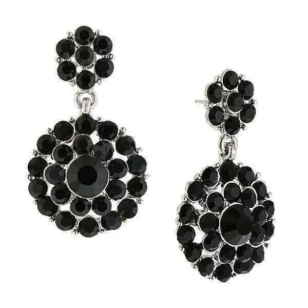 2028 Jewelry Jet Black Stone Cluster Dangle Earrings 1928 Jewelry