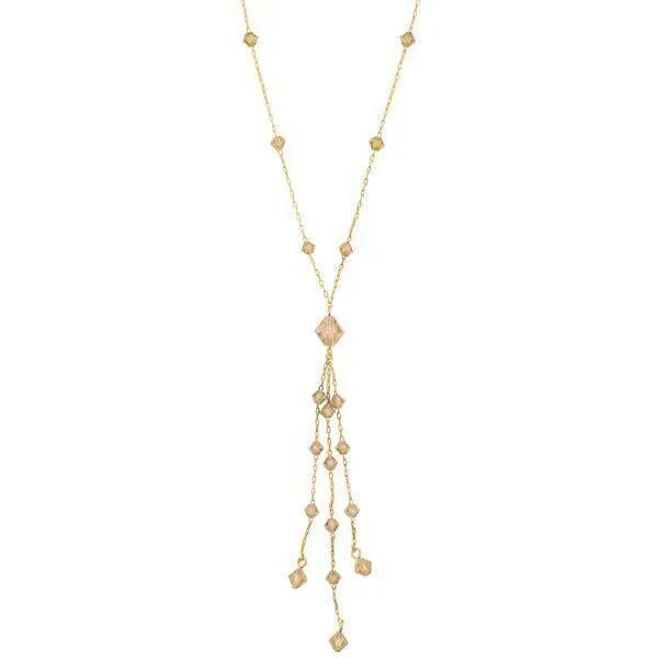 2028 Jewelry Light Brown Lantern Beaded Y Necklace 16"   3" Extender 1928 Jewelry