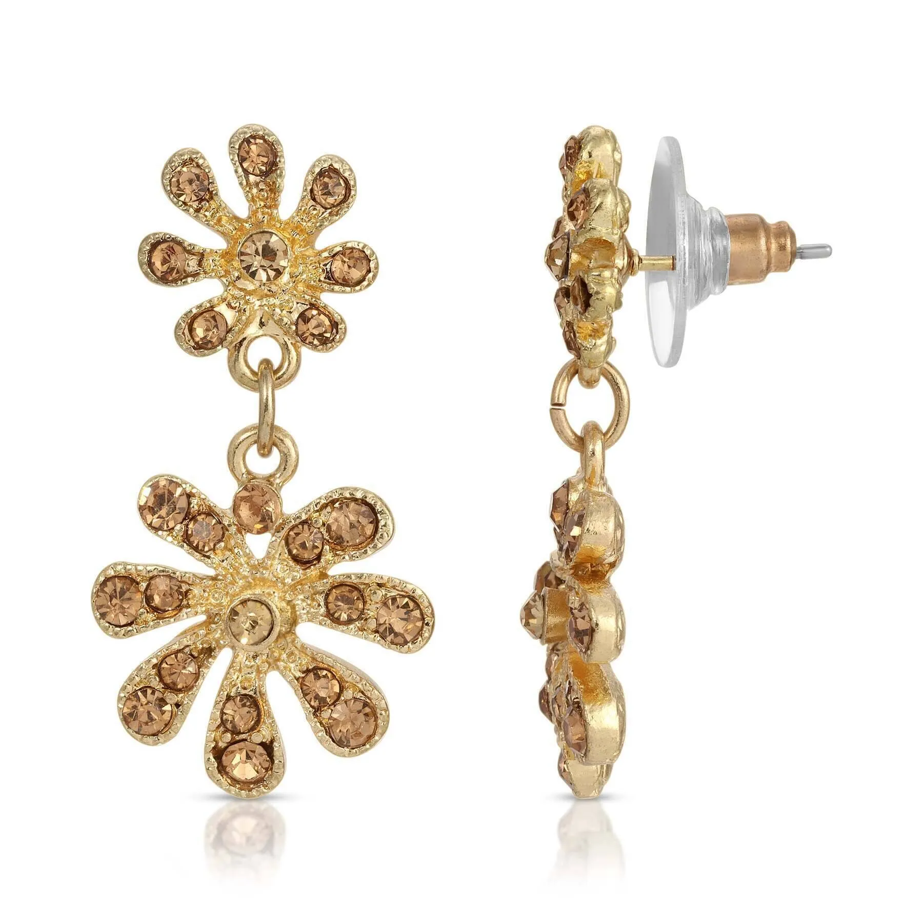 2028 Jewelry Light Topaz Crystal Flower Drop Earrings 1928 Jewelry