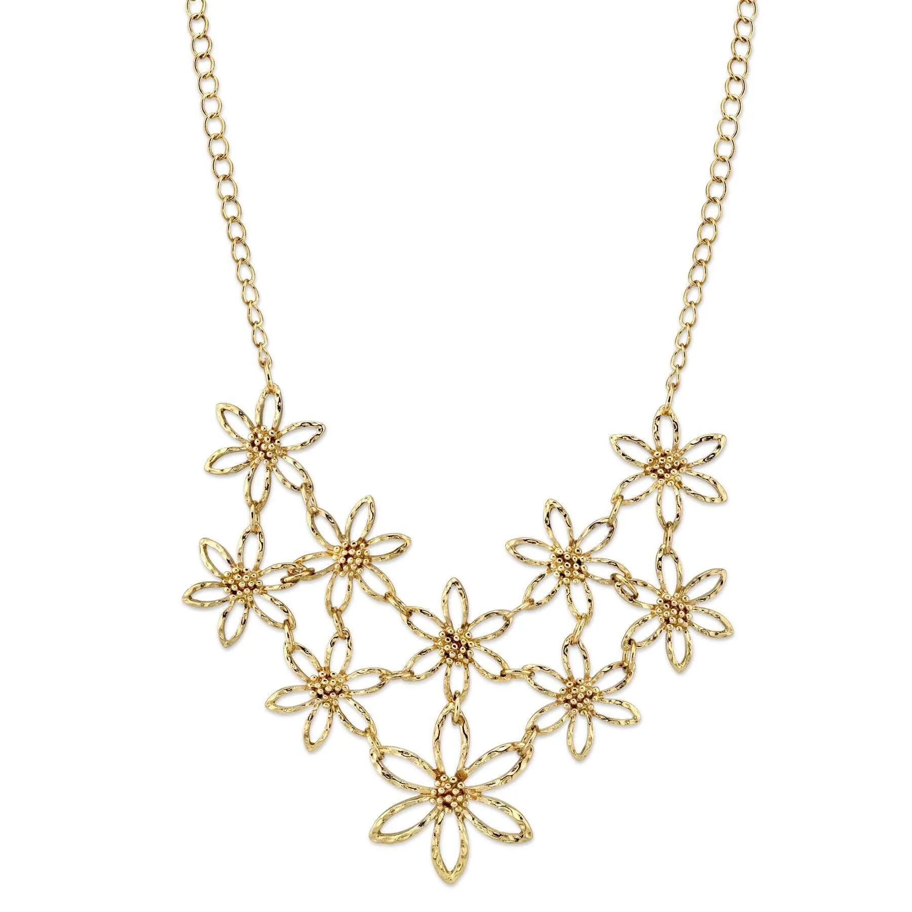 2028 Jewelry Linking Flower Bib Necklace 16"   3" Extender 1928 Jewelry