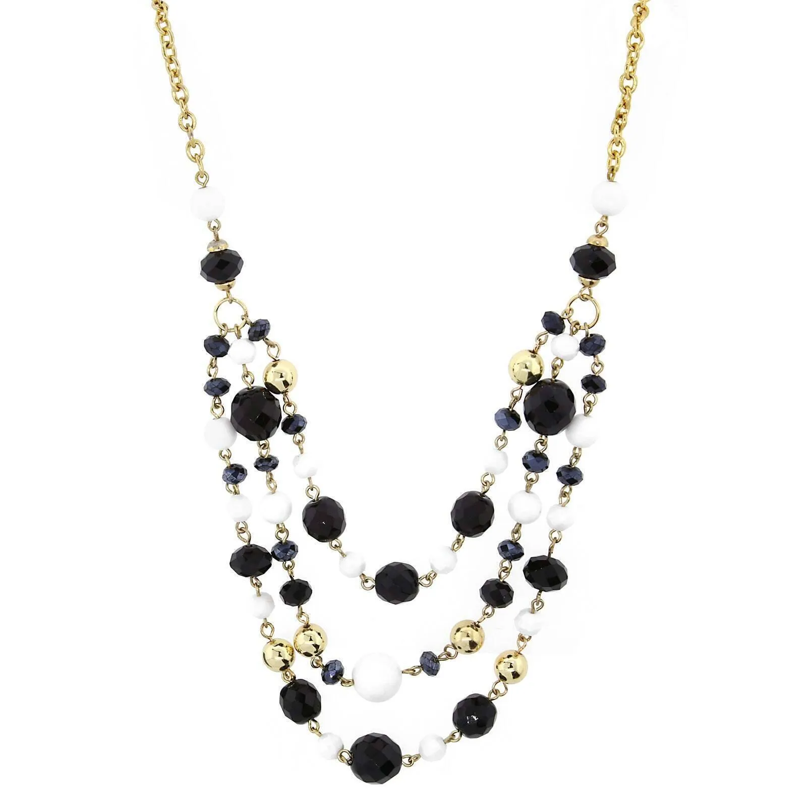 2028 Jewelry Lux Cut Crystal Beaded 3-Strand Necklace 16"   3" Extender 1928 Jewelry