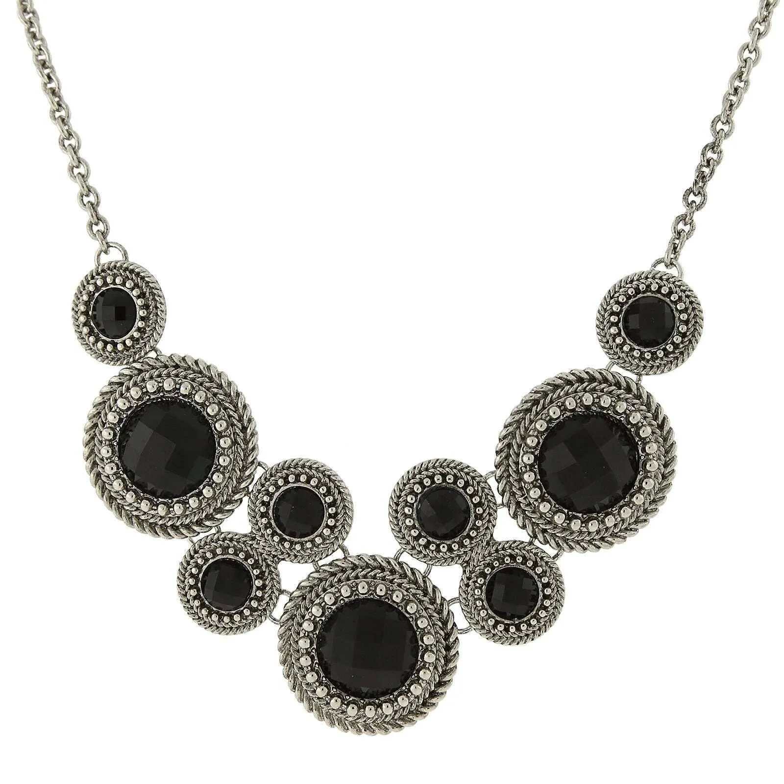 2028 Jewelry Moderna Round Faceted Stone Bib Necklace For Women 16"   3" Extender" 1928 Jewelry