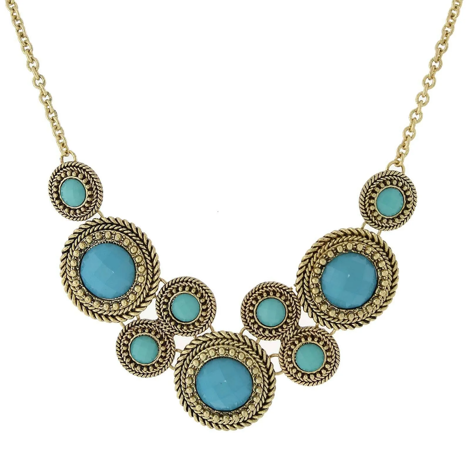2028 Jewelry Moderna Round Faceted Stone Bib Necklace For Women 16"   3" Extender" 1928 Jewelry