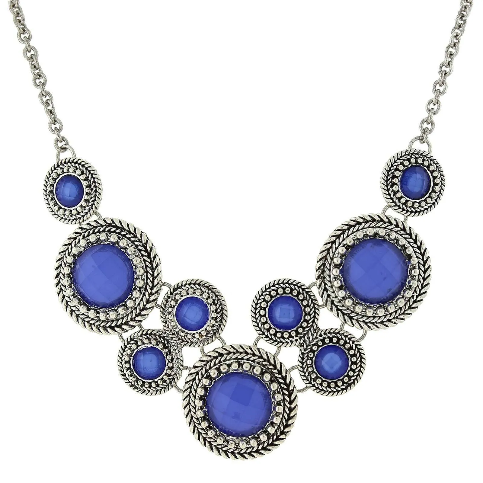 2028 Jewelry Moderna Round Faceted Stone Bib Necklace For Women 16"   3" Extender" 1928 Jewelry