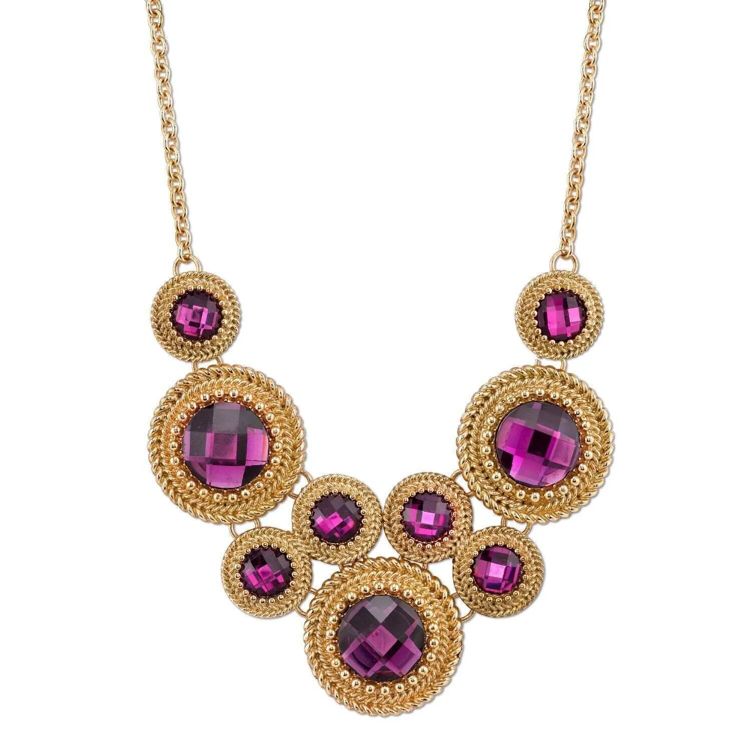 2028 Jewelry Moderna Round Faceted Stone Bib Necklace For Women 16"   3" Extender" 1928 Jewelry