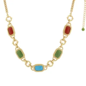 2028 Jewelry Multi-Color Link Collar Necklace 16"   3" Extender 1928 Jewelry