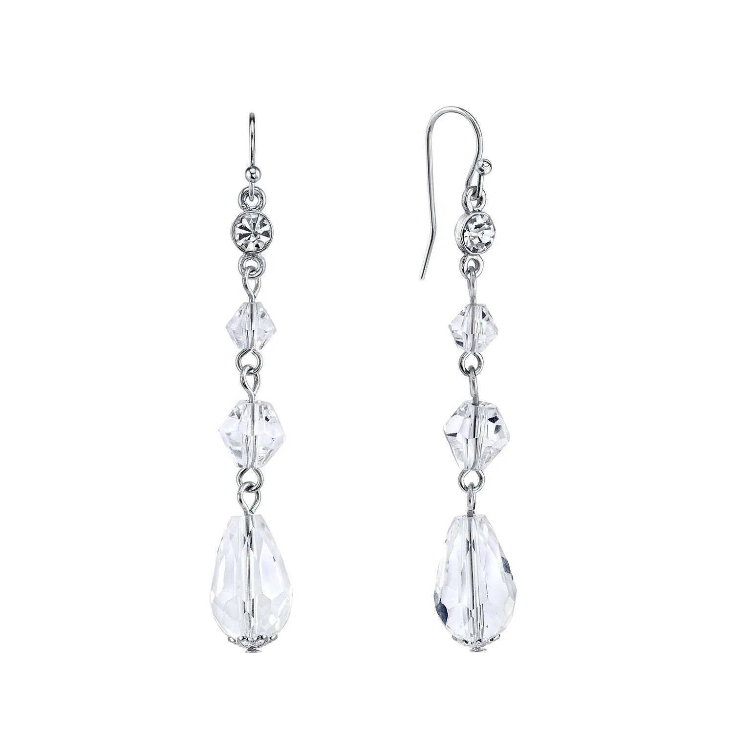 2028 Jewelry Multi Faceted Beaded Linear Drop Earrings 1928 Jewelry