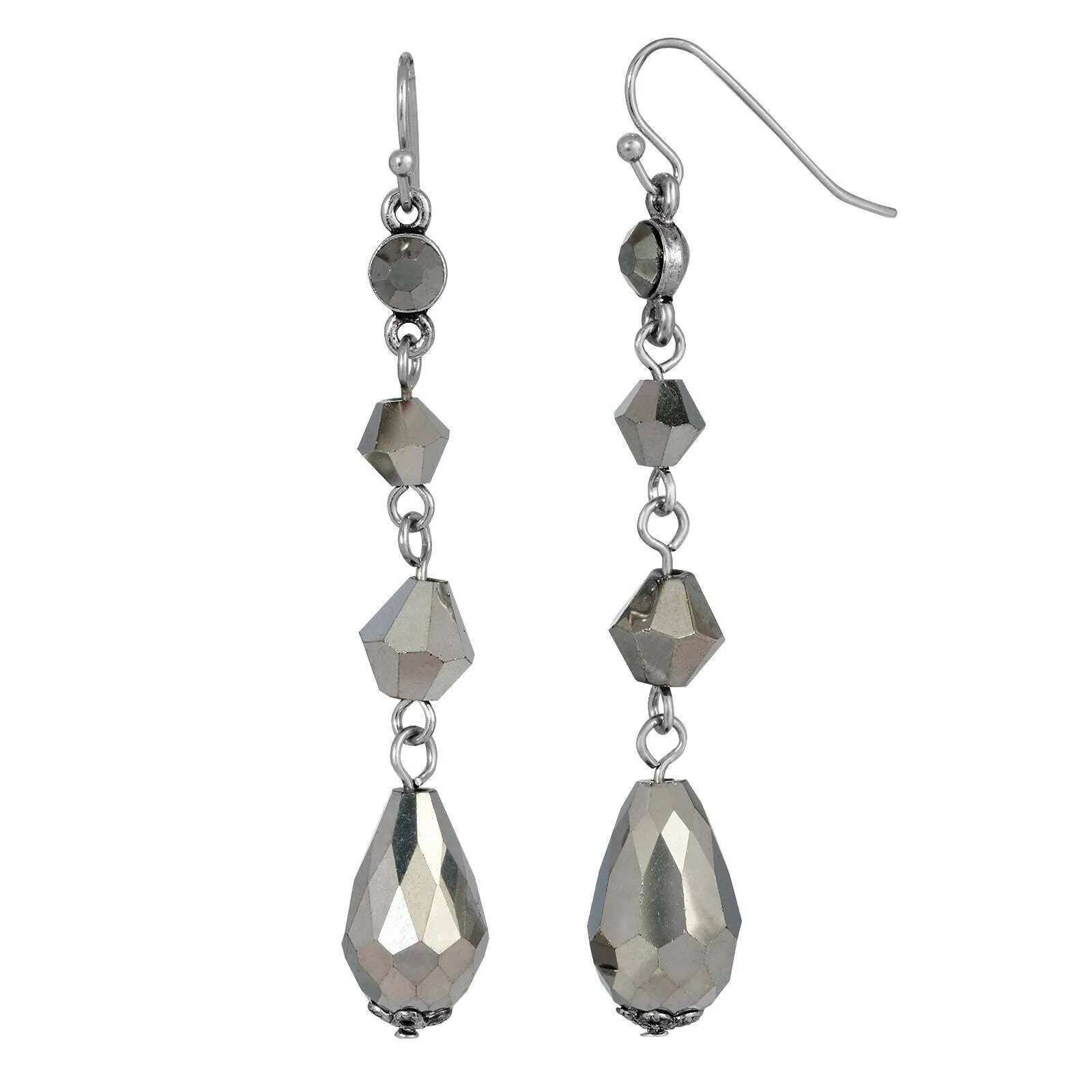 2028 Jewelry Multi Faceted Beaded Linear Drop Earrings 1928 Jewelry