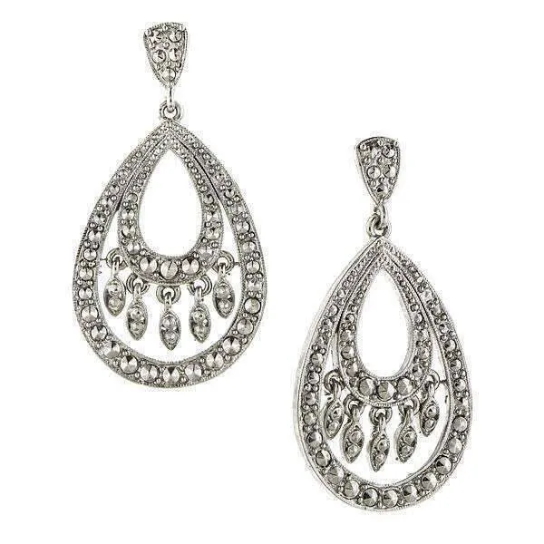 2028 Jewelry Multi Fashion Marcasite Stone Teardrop Earrings 1928 Jewelry