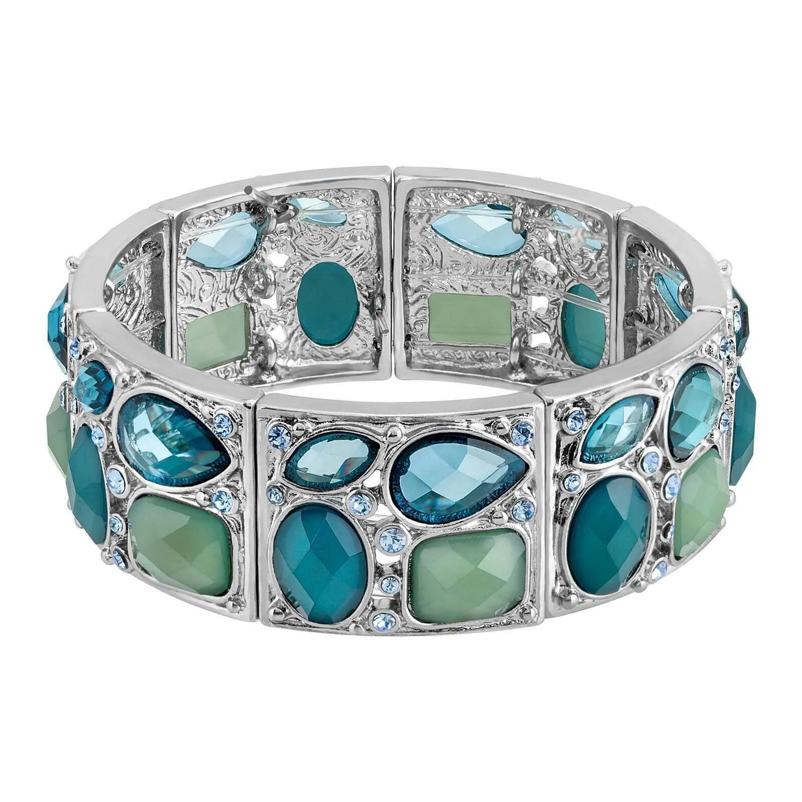 2028 Jewelry Multi Shaped Stone & Crystal Stretch Bracelet 1928 Jewelry